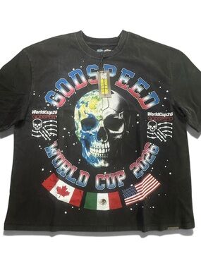 Godspeed World Cup 2026 Black Wash Mens T-Shirt Size Large New With Tags And Bag